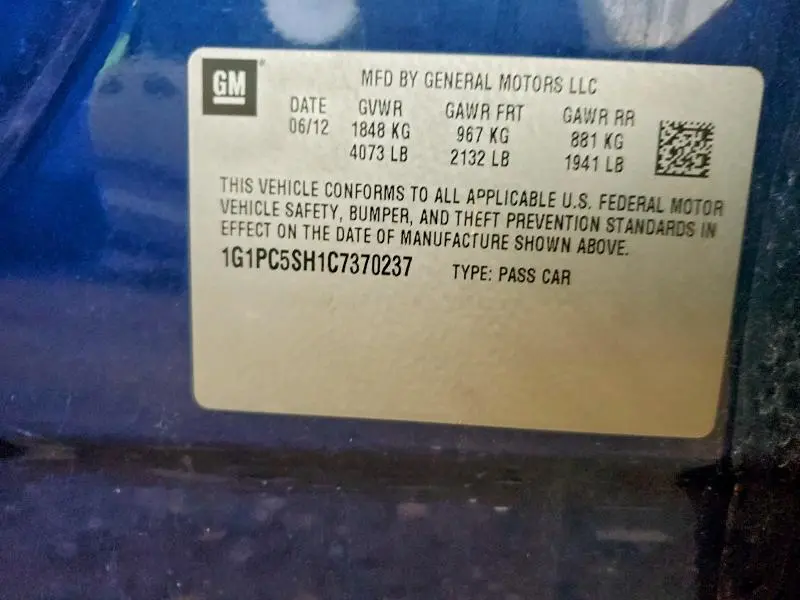2012 CHEVROLET CRUZE LS  
