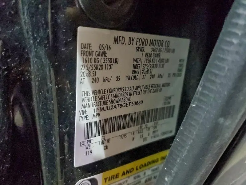 2016 FORD EXPEDITION LIMITED  