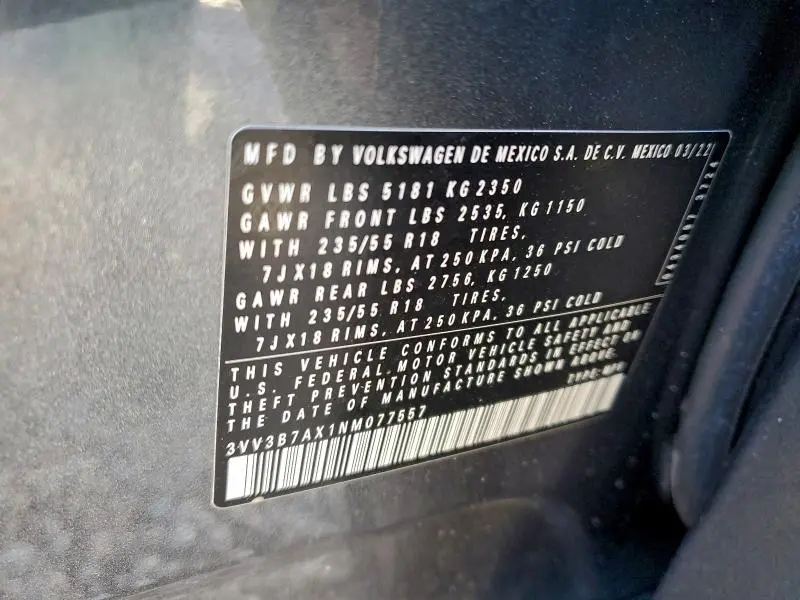 2022 VOLKSWAGEN TIGUAN SE  