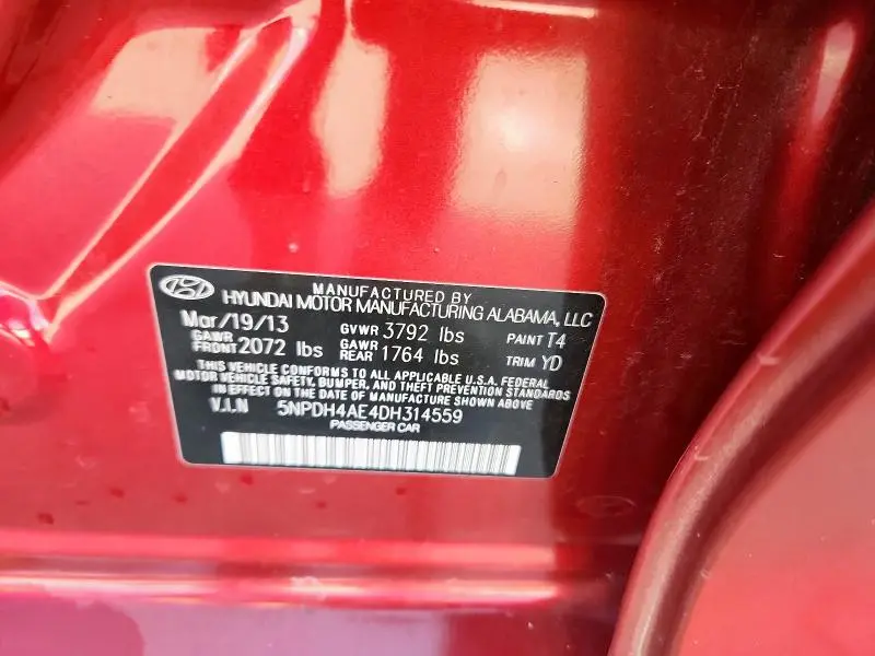 2013 HYUNDAI ELANTRA GLS  