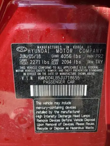 2018 HYUNDAI ELANTRA SPORT  