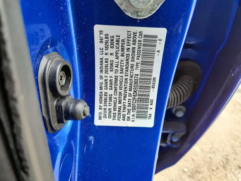 2019 HONDA CIVIC LX  
