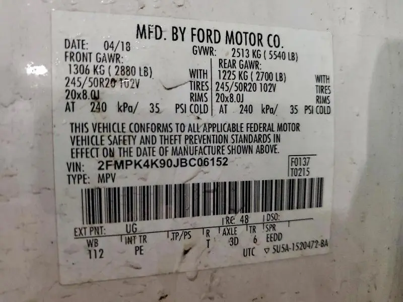 2018 FORD EDGE TITANIUM  