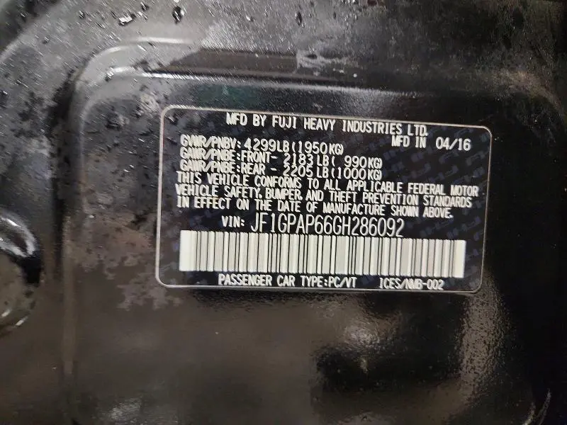 2016 SUBARU IMPREZA SPORT PREMIUM  