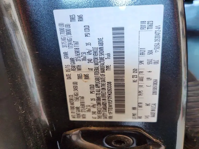 2015 FORD F150 SUPERCREW  