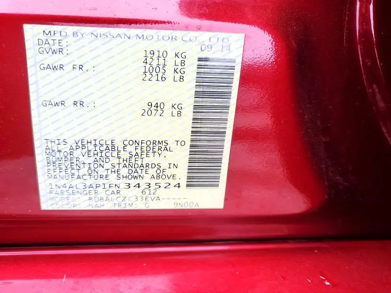 2015 NISSAN ALTIMA 2.5 S  