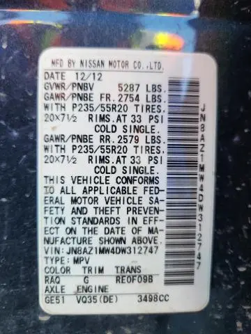 2013 NISSAN MURANO S  