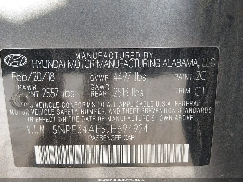 2018 HYUNDAI SONATA SPORT