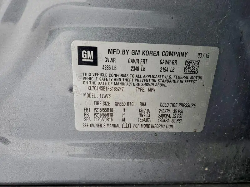 2015 CHEVROLET TRAX LTZ  