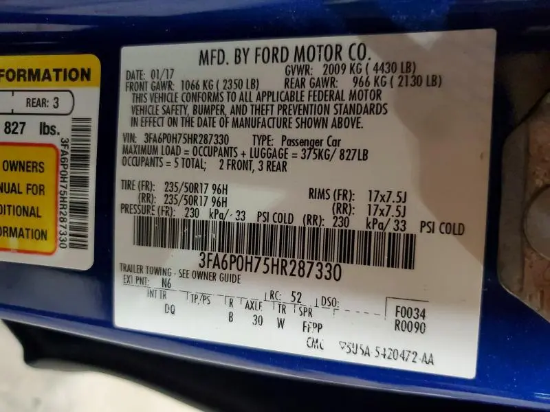 2017 FORD FUSION SE  