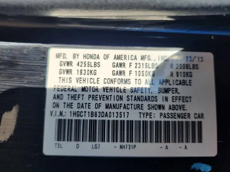 2013 HONDA ACCORD EXL  