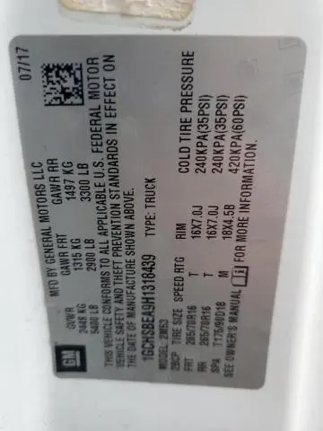 2017 CHEVROLET COLORADO   