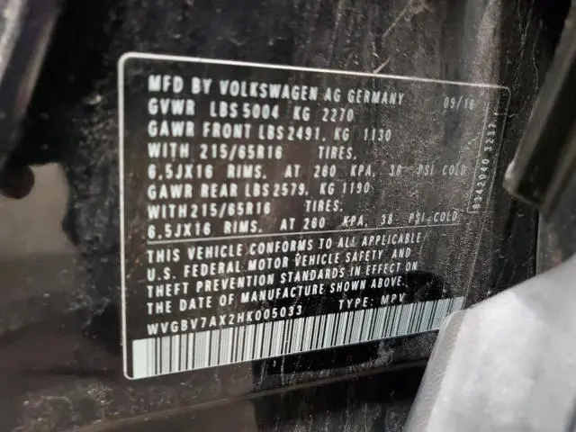 2017 VOLKSWAGEN TIGUAN S  