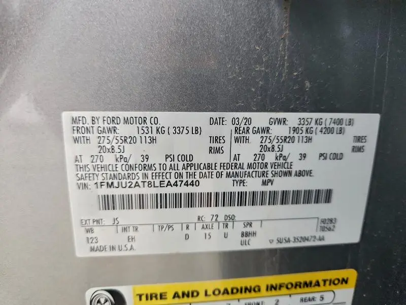 2020 FORD EXPEDITION LIMITED  