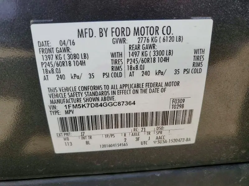 2016 FORD EXPLORER XLT  