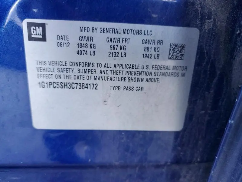 2012 CHEVROLET CRUZE LS  