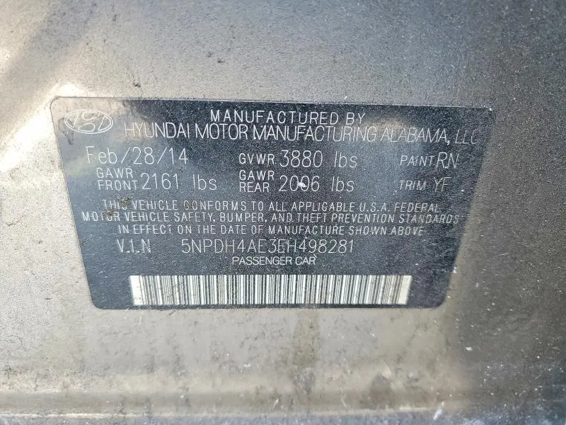 2014 HYUNDAI ELANTRA SE  