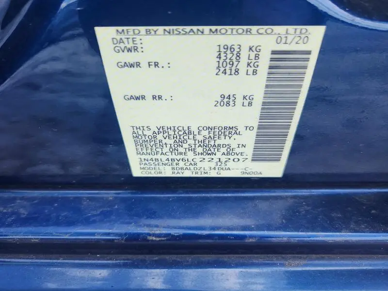 2020 NISSAN ALTIMA S  