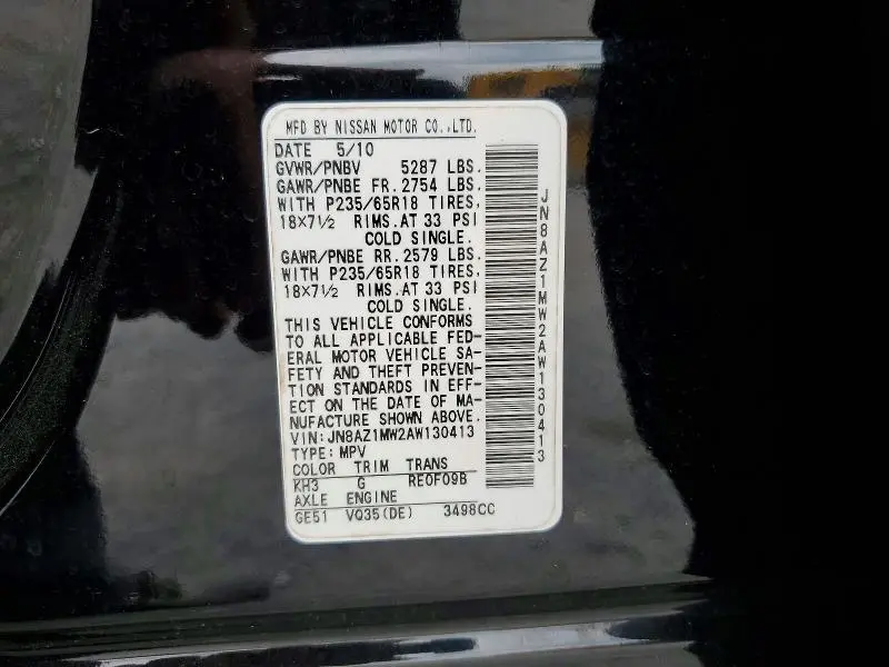 2010 NISSAN MURANO S  