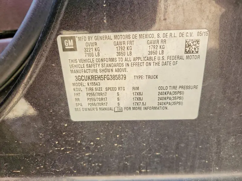 2015 CHEVROLET SILVERADO K1500 LT  