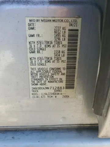 2021 NISSAN FRONTIER S  