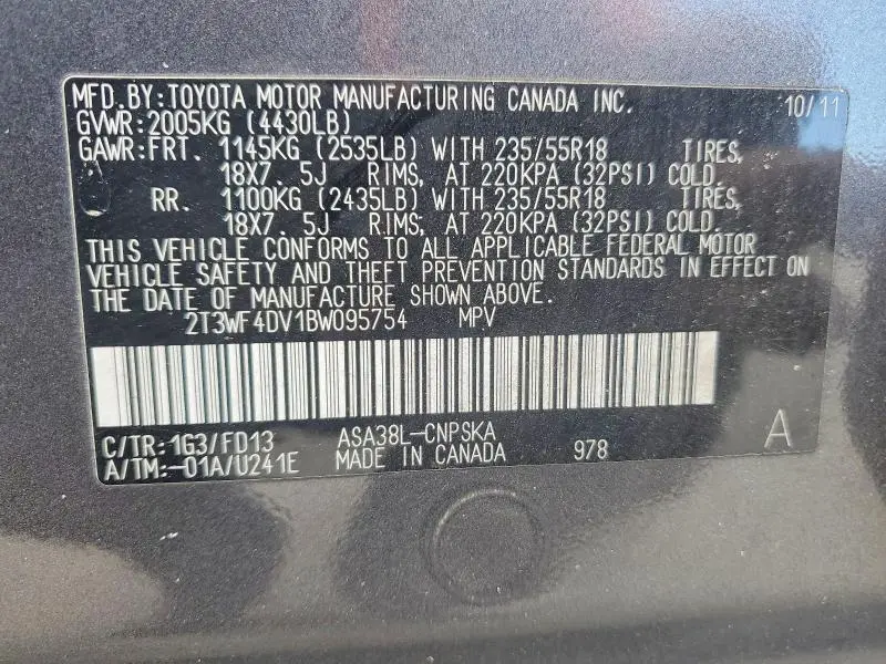 2011 TOYOTA RAV4 SPORT  