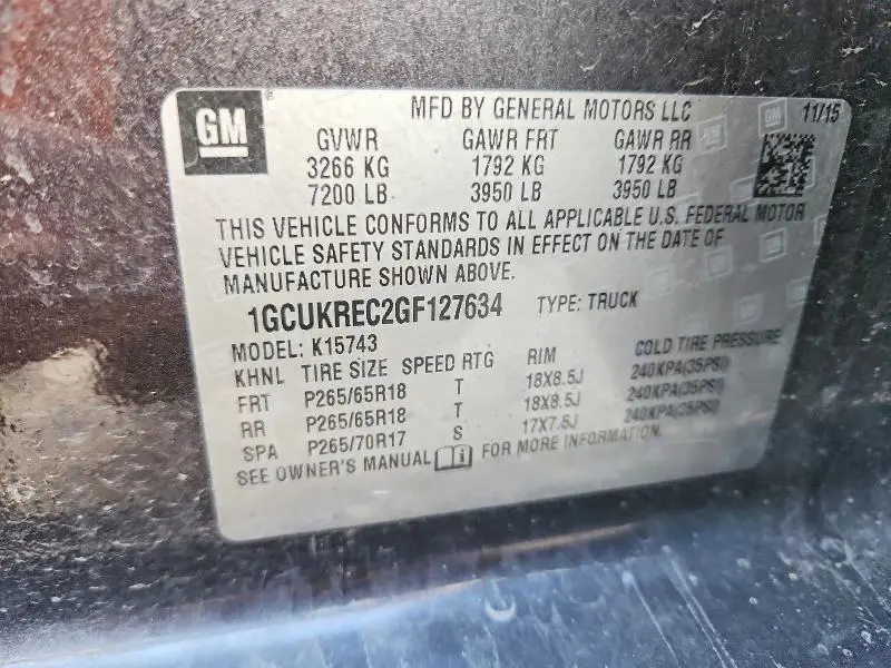 2016 CHEVROLET SILVERADO K1500 LT  