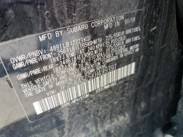 2019 SUBARU FORESTER LIMITED  