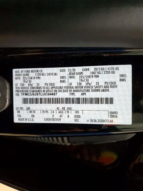 2020 FORD ESCAPE TITANIUM  