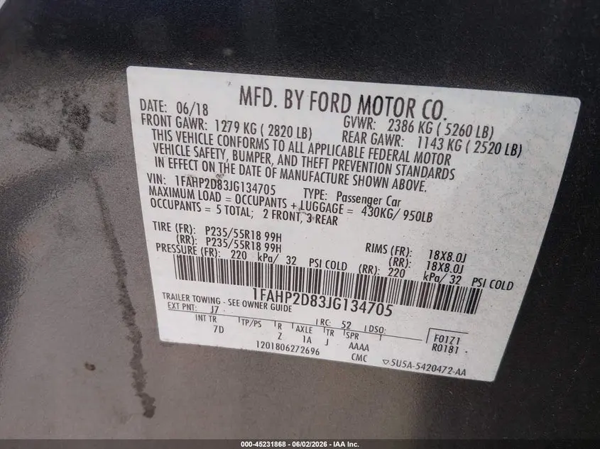 2018 FORD TAURUS SE
