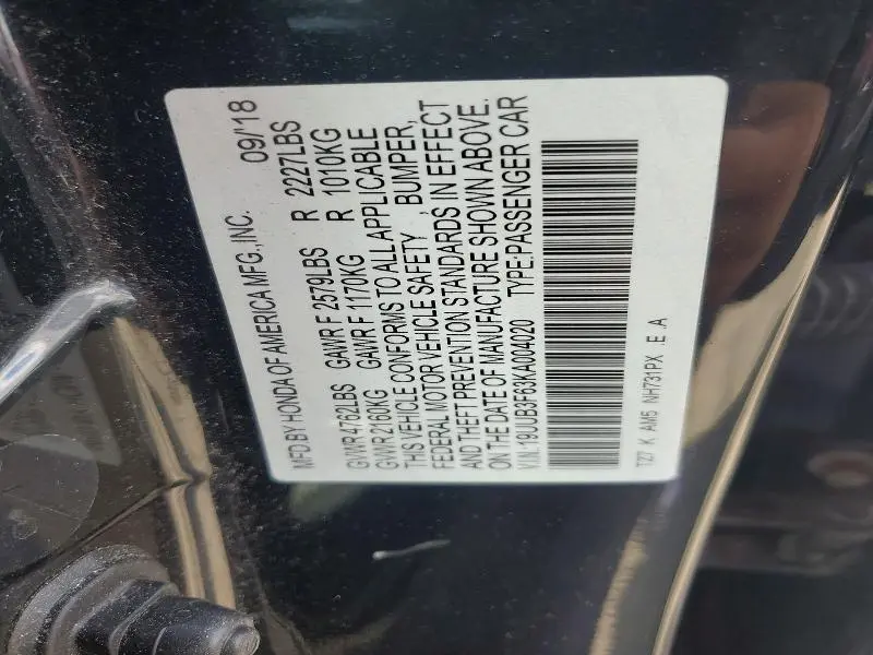 2019 ACURA TLX TECHNOLOGY  