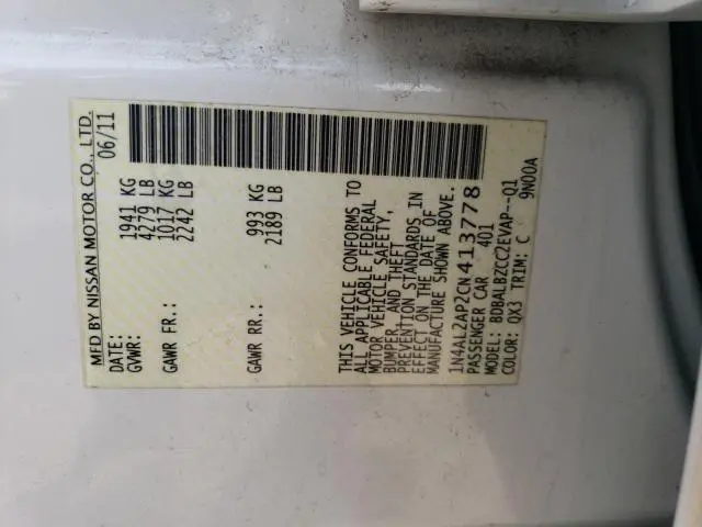 2012 NISSAN ALTIMA BASE  