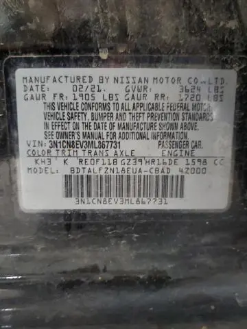 2021 NISSAN VERSA SV  
