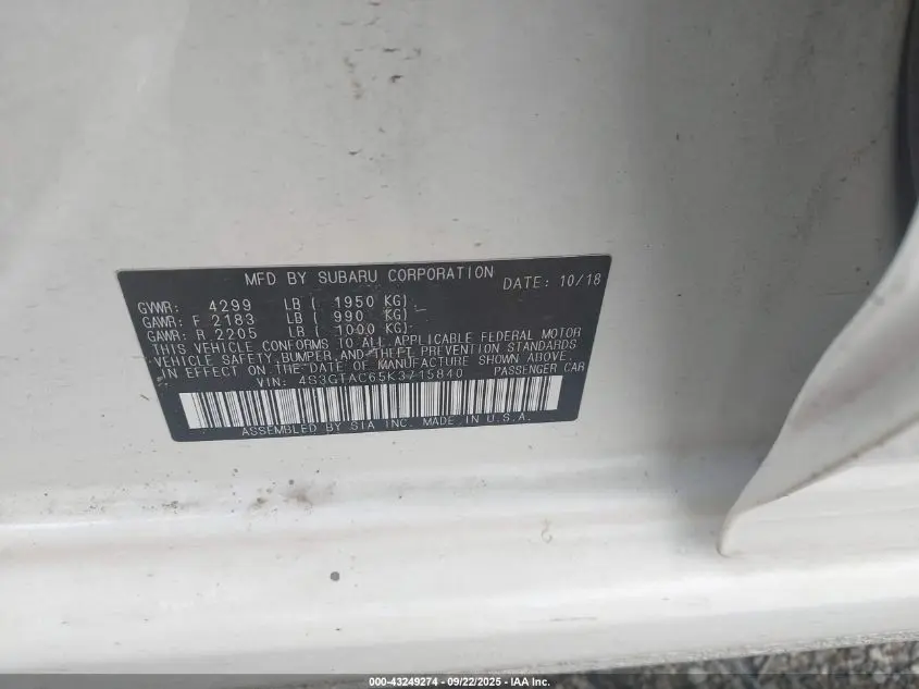 2019 SUBARU IMPREZA 2.0I PREMIUM