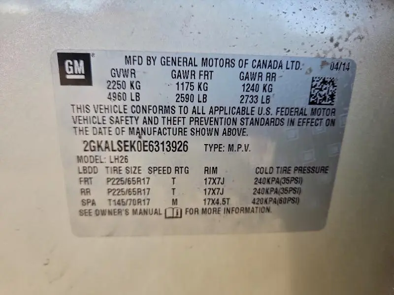 2014 GMC TERRAIN SLT  