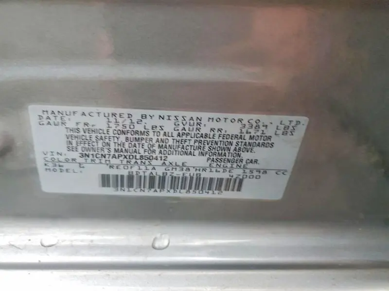 2013 NISSAN VERSA 1.6 S  