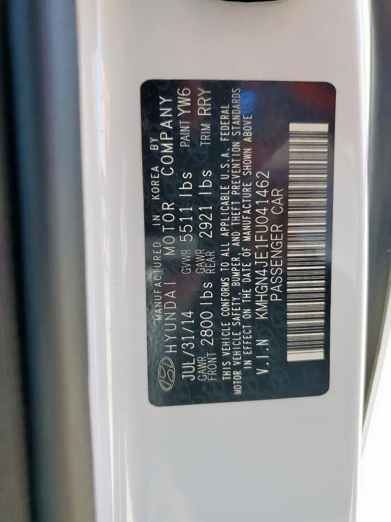 2015 HYUNDAI GENESIS 3.8L  