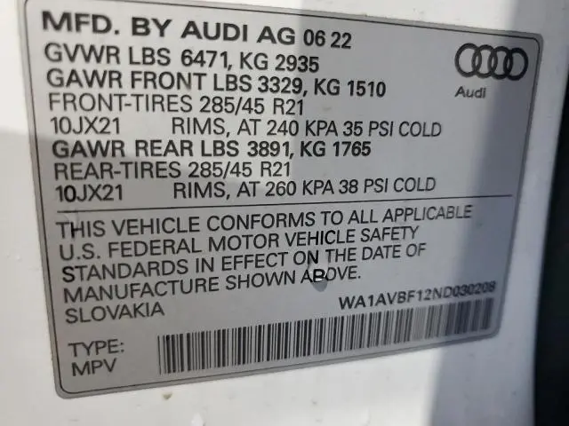 2022 AUDI Q8 PREMIUM  