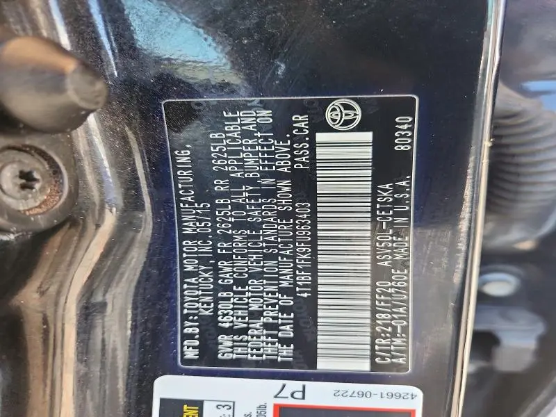2015 TOYOTA CAMRY SE  