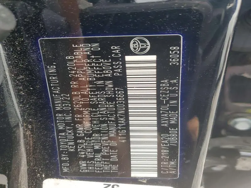 2022 TOYOTA CAMRY SE  