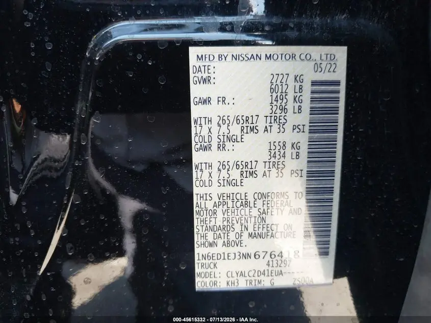 2022 NISSAN FRONTIER SV 4X2