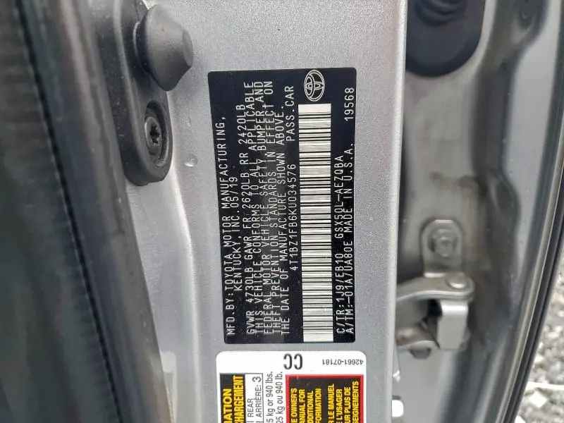 2019 TOYOTA AVALON XLE  