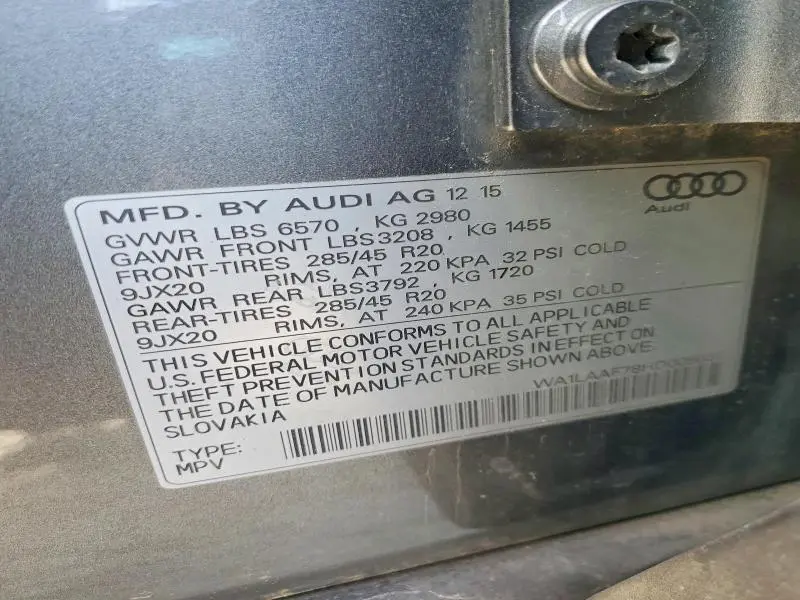 2017 AUDI Q7 PREMIUM PLUS  