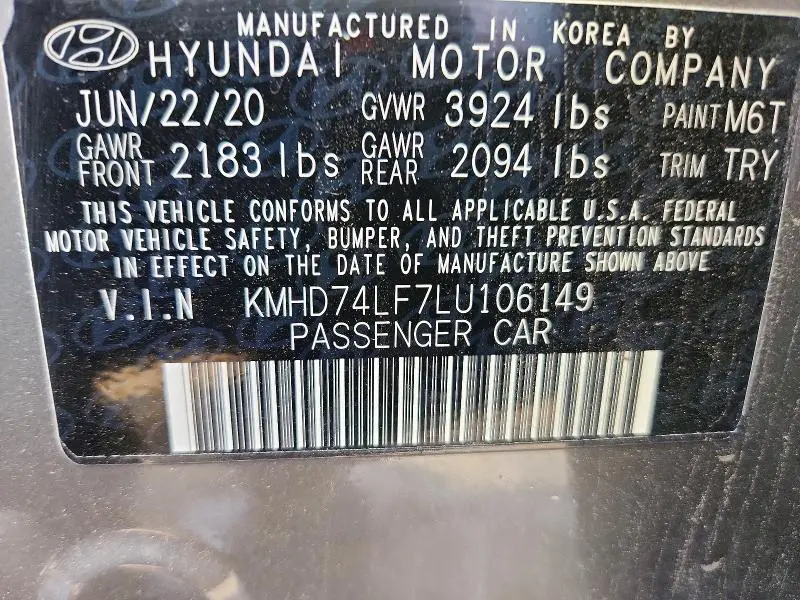 2020 HYUNDAI ELANTRA SE  
