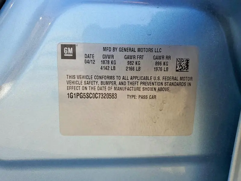 2012 CHEVROLET CRUZE LT  