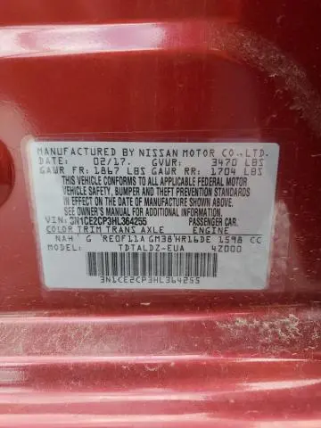 2017 NISSAN VERSA NOTE S  
