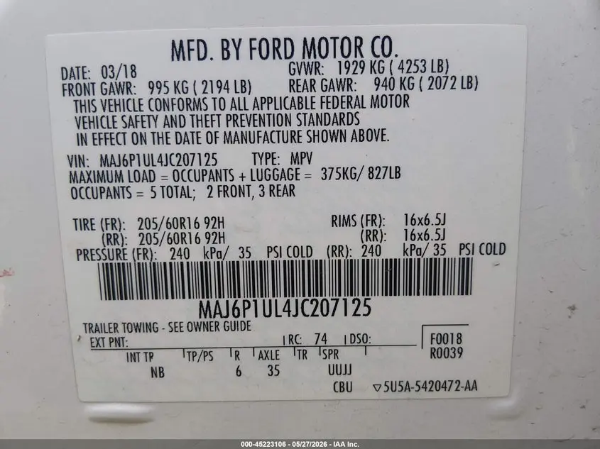 2018 FORD ECOSPORT SE