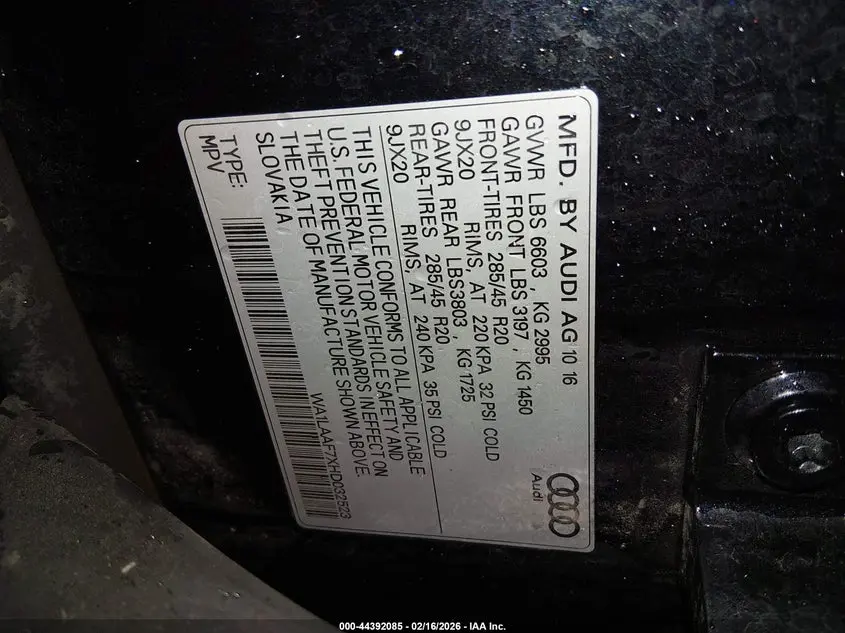 2017 AUDI Q7 3.0T PREMIUM