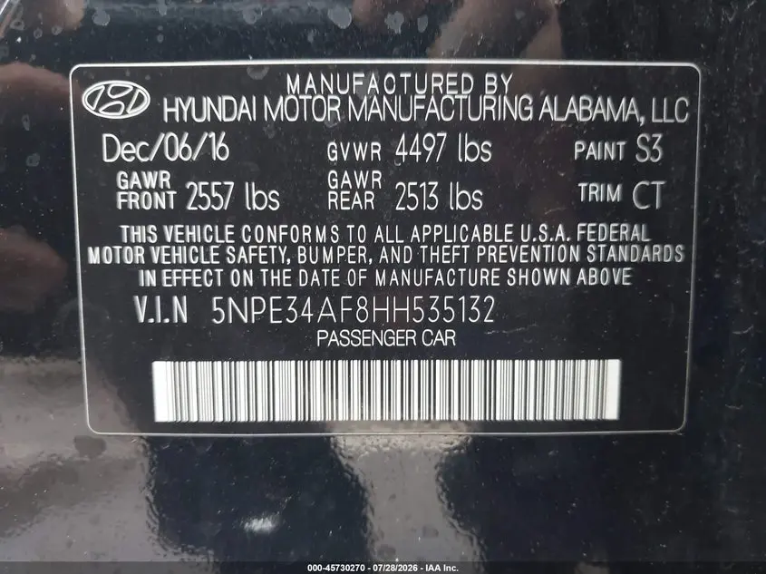 2017 HYUNDAI SONATA SPORT
