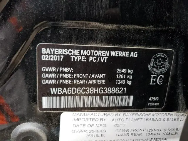 2017 BMW 650 XI GRAN COUPE  